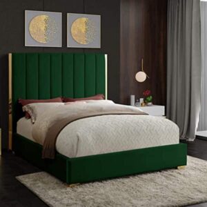 Florida King Sleigh Bed - Green Velvet
