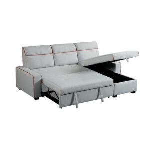 Bedford Sleeper Couch Pullout & Storage Fabric Beige Sofa